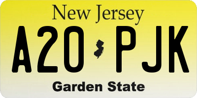 NJ license plate A20PJK