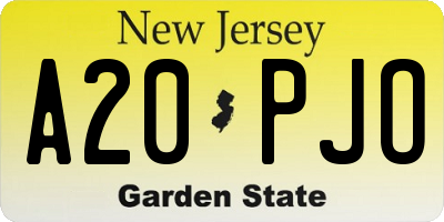 NJ license plate A20PJO