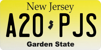 NJ license plate A20PJS