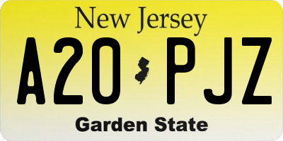 NJ license plate A20PJZ
