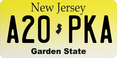 NJ license plate A20PKA