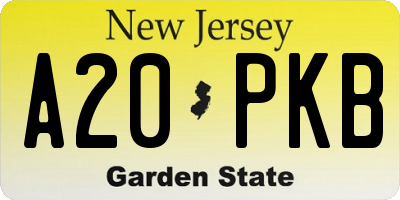 NJ license plate A20PKB
