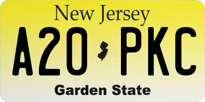 NJ license plate A20PKC