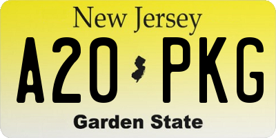 NJ license plate A20PKG