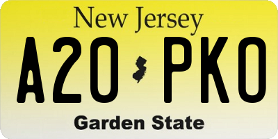 NJ license plate A20PKO