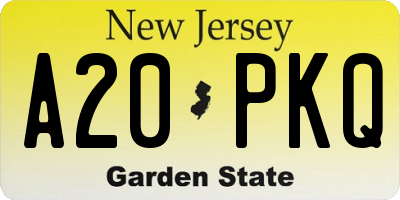 NJ license plate A20PKQ