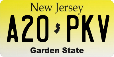 NJ license plate A20PKV