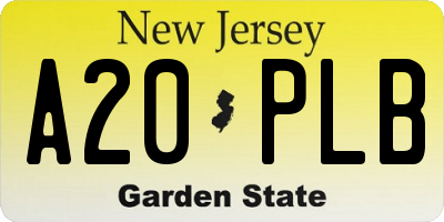 NJ license plate A20PLB