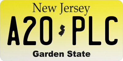 NJ license plate A20PLC