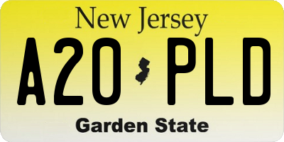 NJ license plate A20PLD