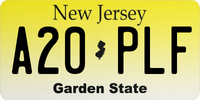 NJ license plate A20PLF