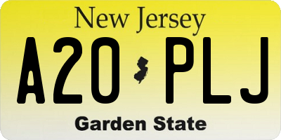 NJ license plate A20PLJ