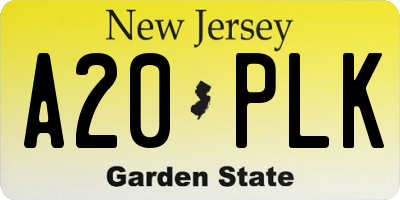 NJ license plate A20PLK