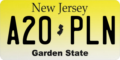 NJ license plate A20PLN