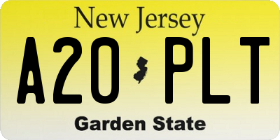 NJ license plate A20PLT