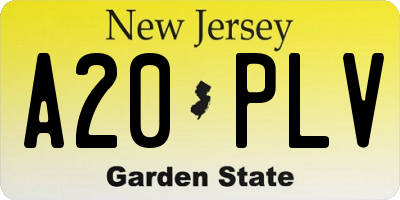 NJ license plate A20PLV