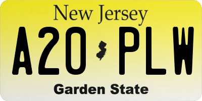 NJ license plate A20PLW