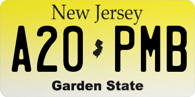 NJ license plate A20PMB