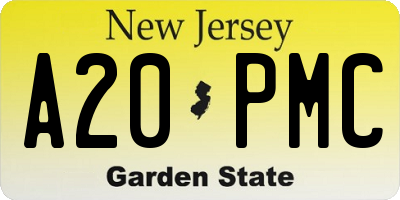 NJ license plate A20PMC