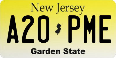 NJ license plate A20PME