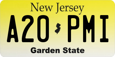 NJ license plate A20PMI
