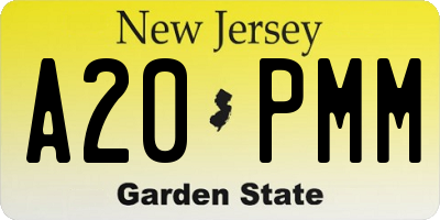 NJ license plate A20PMM