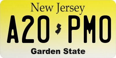 NJ license plate A20PMO