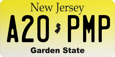 NJ license plate A20PMP