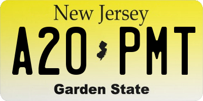 NJ license plate A20PMT