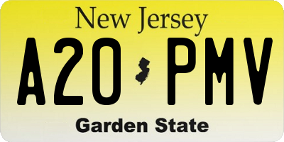 NJ license plate A20PMV
