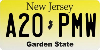 NJ license plate A20PMW