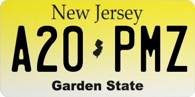 NJ license plate A20PMZ