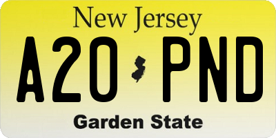 NJ license plate A20PND