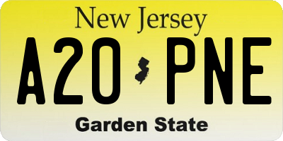 NJ license plate A20PNE