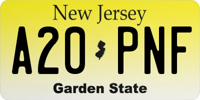 NJ license plate A20PNF