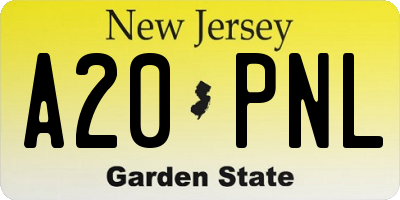 NJ license plate A20PNL
