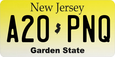 NJ license plate A20PNQ