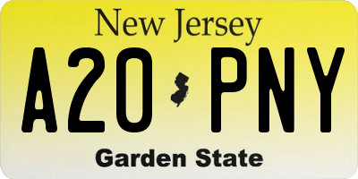 NJ license plate A20PNY