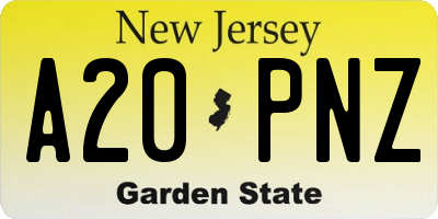 NJ license plate A20PNZ