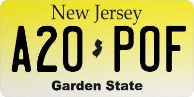 NJ license plate A20POF