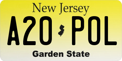 NJ license plate A20POL