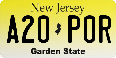 NJ license plate A20POR