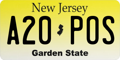 NJ license plate A20POS