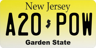 NJ license plate A20POW