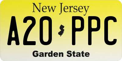 NJ license plate A20PPC