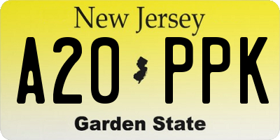 NJ license plate A20PPK