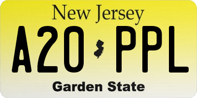 NJ license plate A20PPL