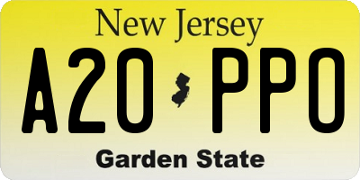 NJ license plate A20PPO