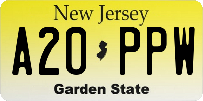 NJ license plate A20PPW