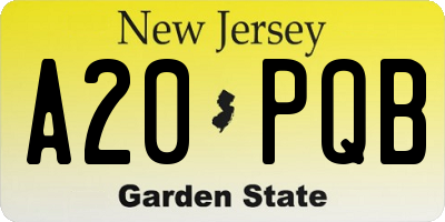 NJ license plate A20PQB